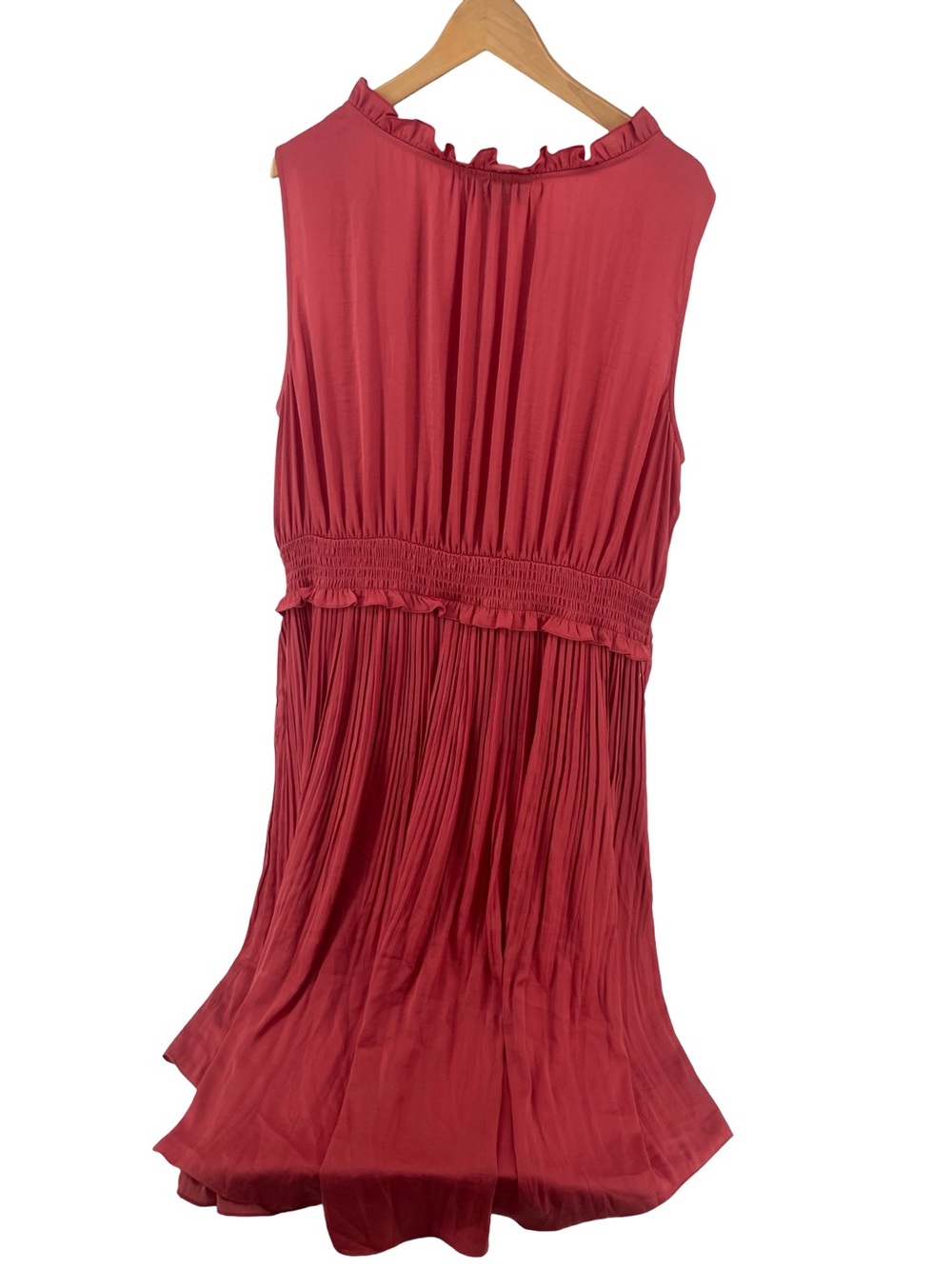 Lane Bryant Maxi Dress 26/28 Coral Pink Pleated Sleeveless Boho Resort Dress - Picture 3 of 13